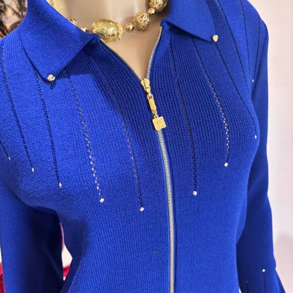 St John jacket blazer 12 royal blue god embellished - Picture 4 of 4
